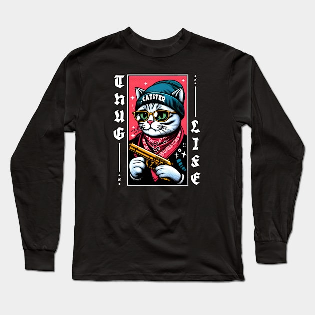 Cat gangster Long Sleeve T-Shirt by Jokesart